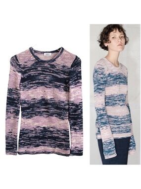 Nomia | Purple Blue Striped Long Sleeve Crewneck Sweater XS